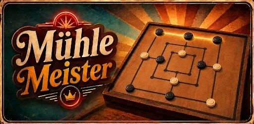 Mühle Meister – illustrazione: tavoliere di legno del gioco del mulino con pedine