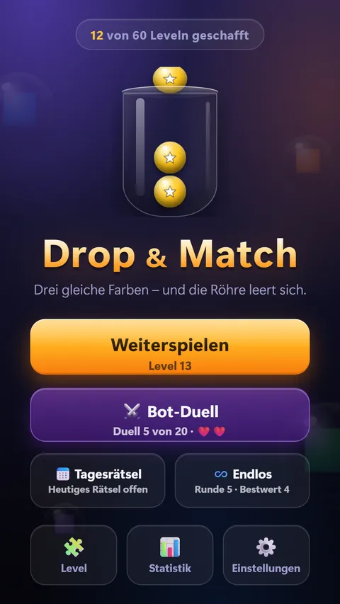 Drop & Match – start screen