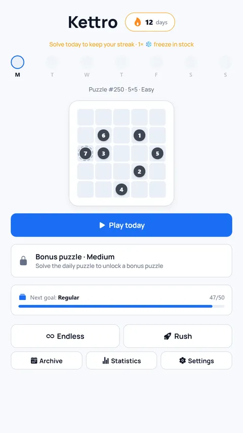 Kettro – Startbildschirm
