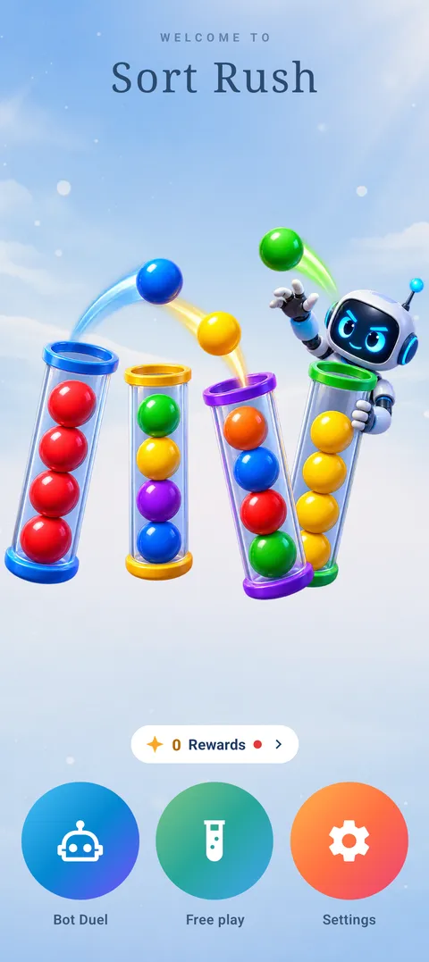 Sort Rush – Startbildschirm